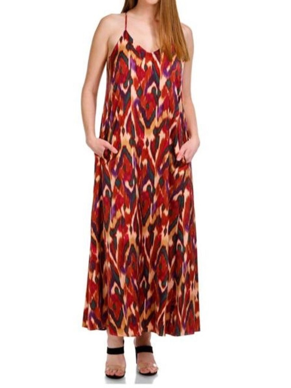 NWT Nicole Miller Sleeveless Palma Satin Multicolor  Maxi Dress XS, S, & M